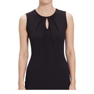 Ann Taylor NWOT Pleated Front Keyhole Blouse in Black Size XS
